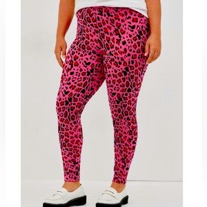 Torrid Full Length Signature Waist Leggings Pink & Red Leopard Print